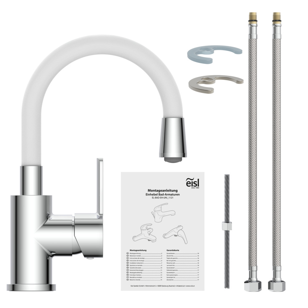 FLEXO Waschtischarmatur Chrom-Weiß energiesparend image number 2