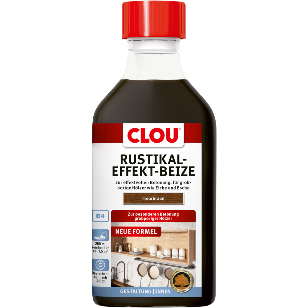 Clou Rustiklaleffekt-Beize Moorbraun 250 ml