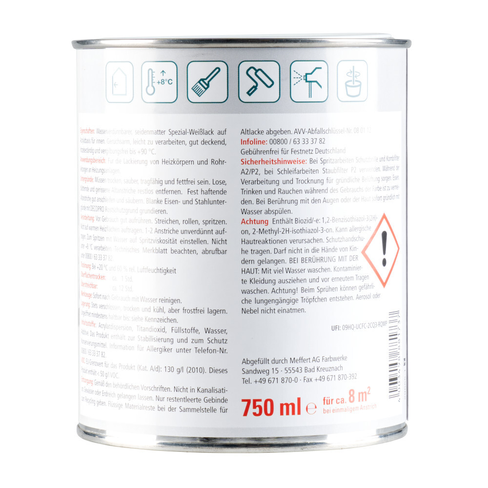 DECOPRO Acryl- Heizkörperlack weiß seidenmatt für den Innenbereich image number 1