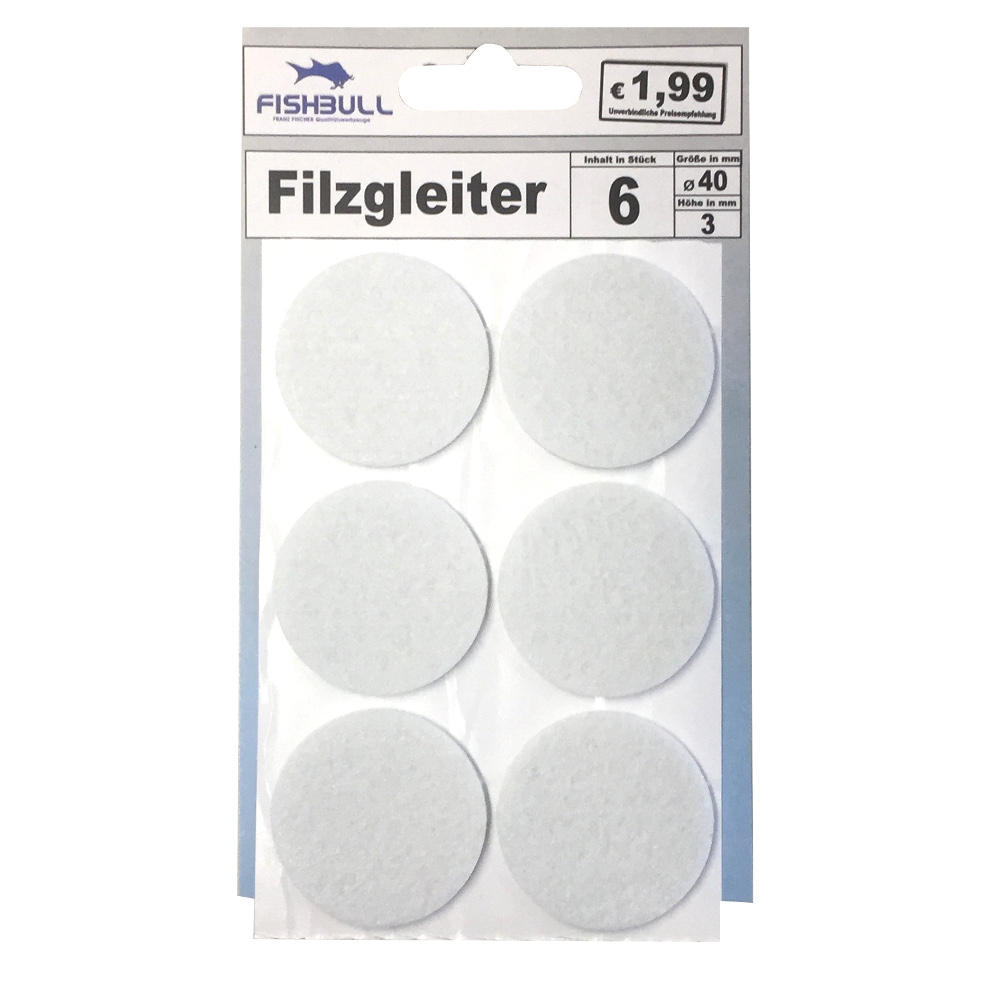 Filzgleiter Ø40 mm 6 Stück selbstklebend rund in weiß
