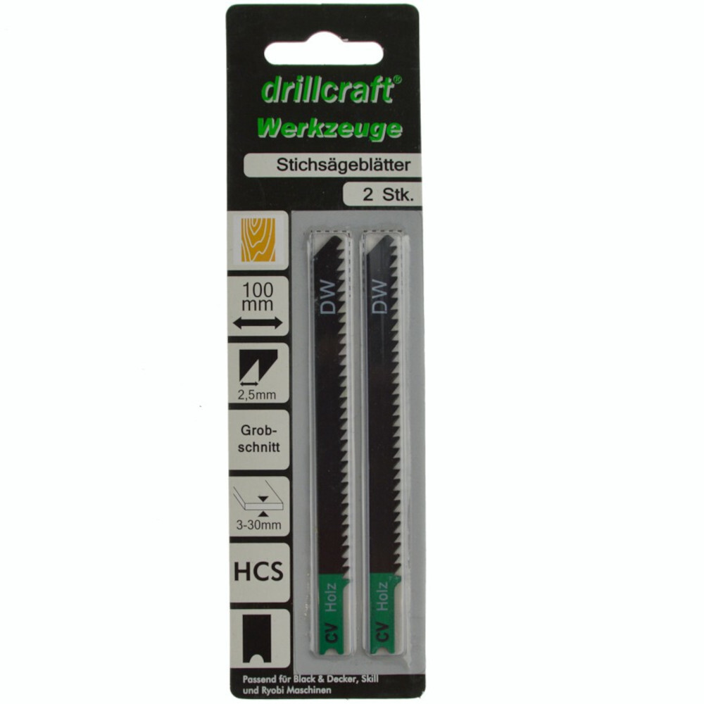 Stichsägeblätter 100 mm HCS Grobschnitt 2 Stück mit U-Schaft image number 1