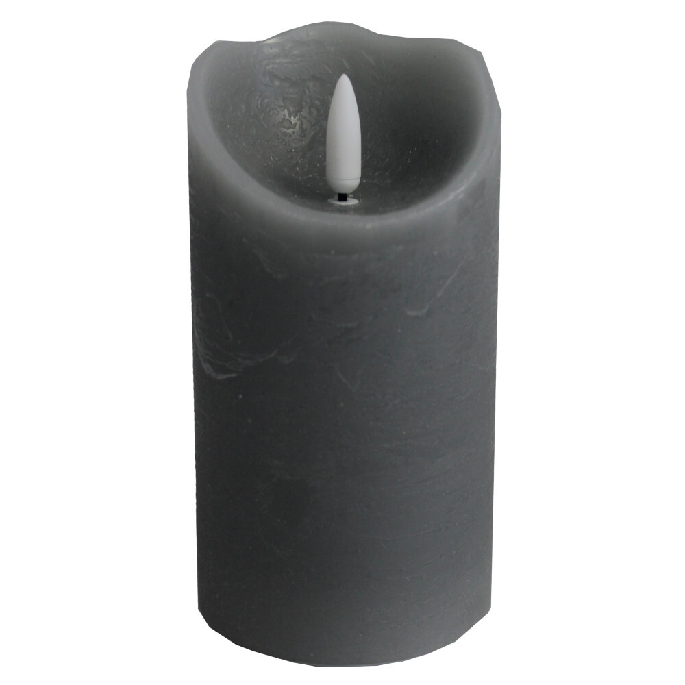 LED-Echtwachskerze Rustic 14 cm in Grau mit Timerfunktion