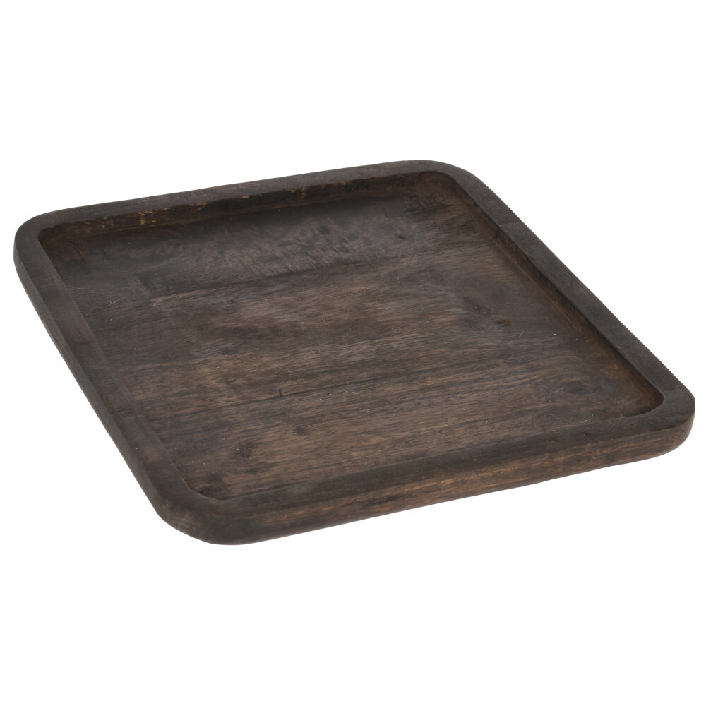 Tablett quadratisch 25 x 25 cm aus gebranntem Mangoholz