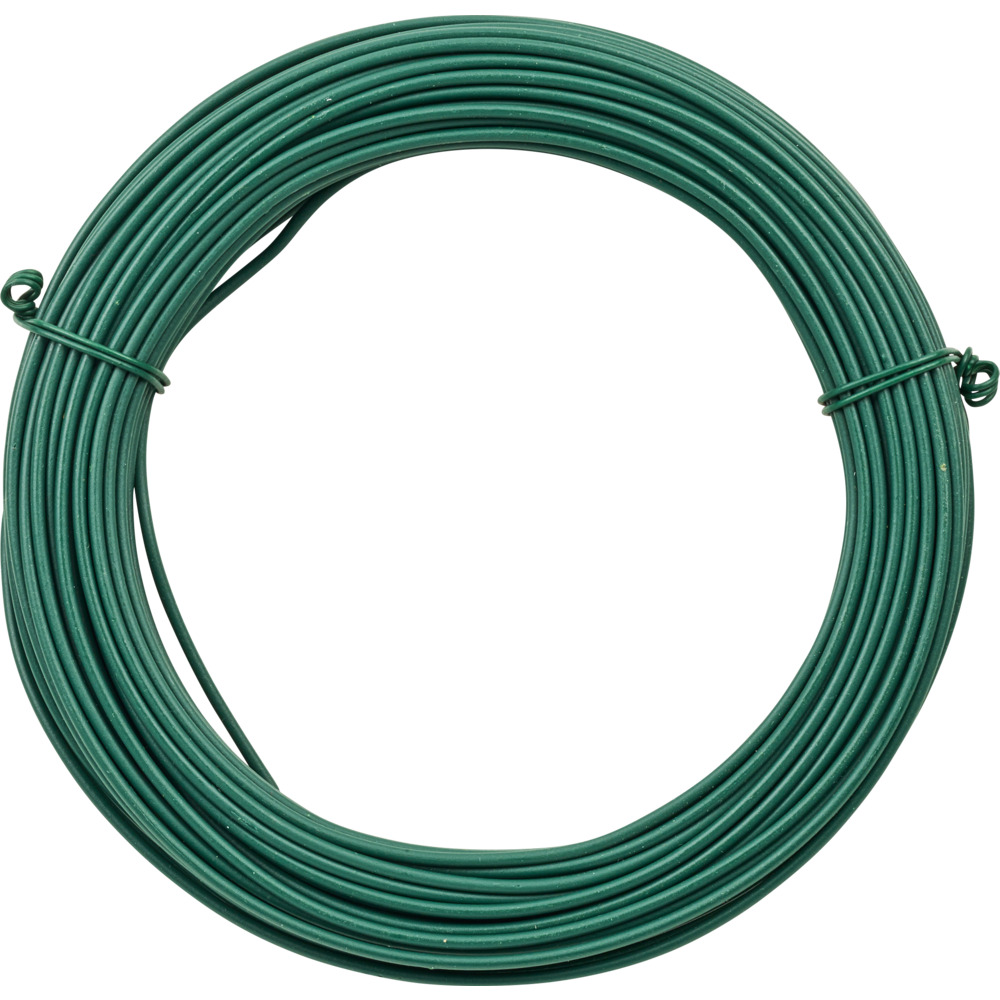 Bindedraht 25 m x 2 mm aus Stahldraht mit gr&uuml;ner Kunststoffummantelung image number 1