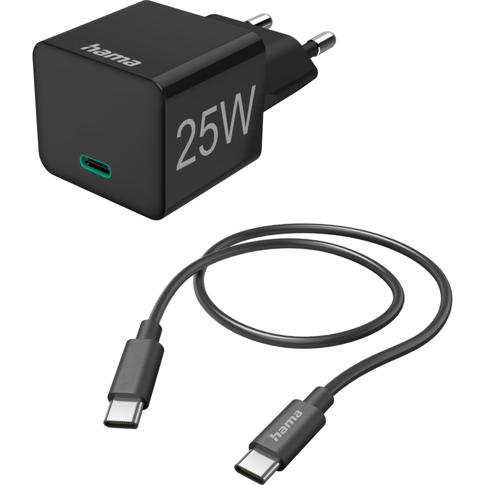 USB-C Schnellladeger&auml;t 25W mit Ladekabel 1m schwarz image number 0