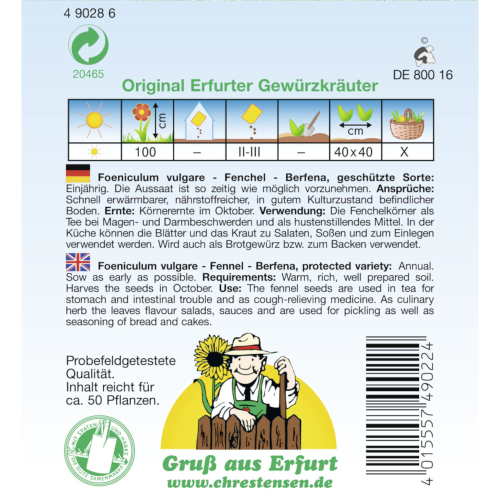 Saatgut Fenchel Berfena ca. 50 Pflanzen image number 1