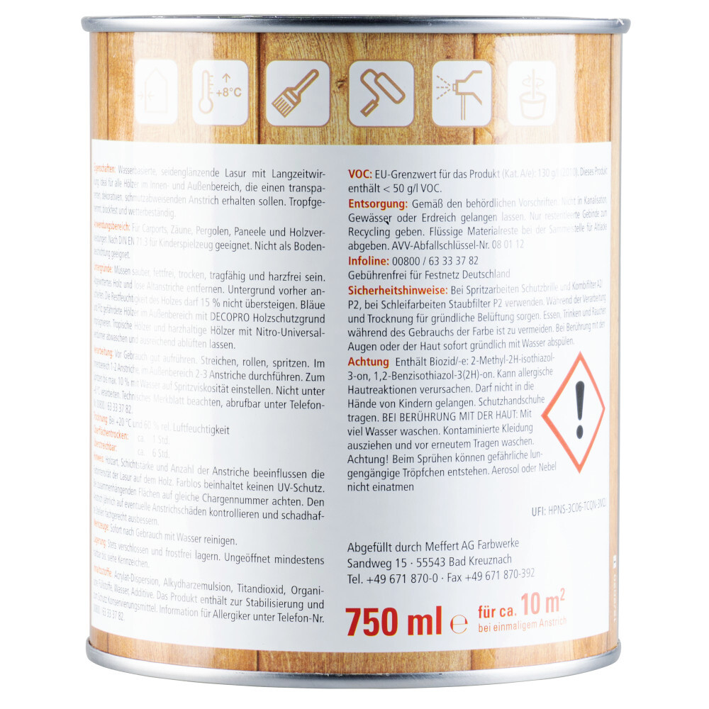 DECOPRO Universal-Lasur 750 ml farblos image number 1