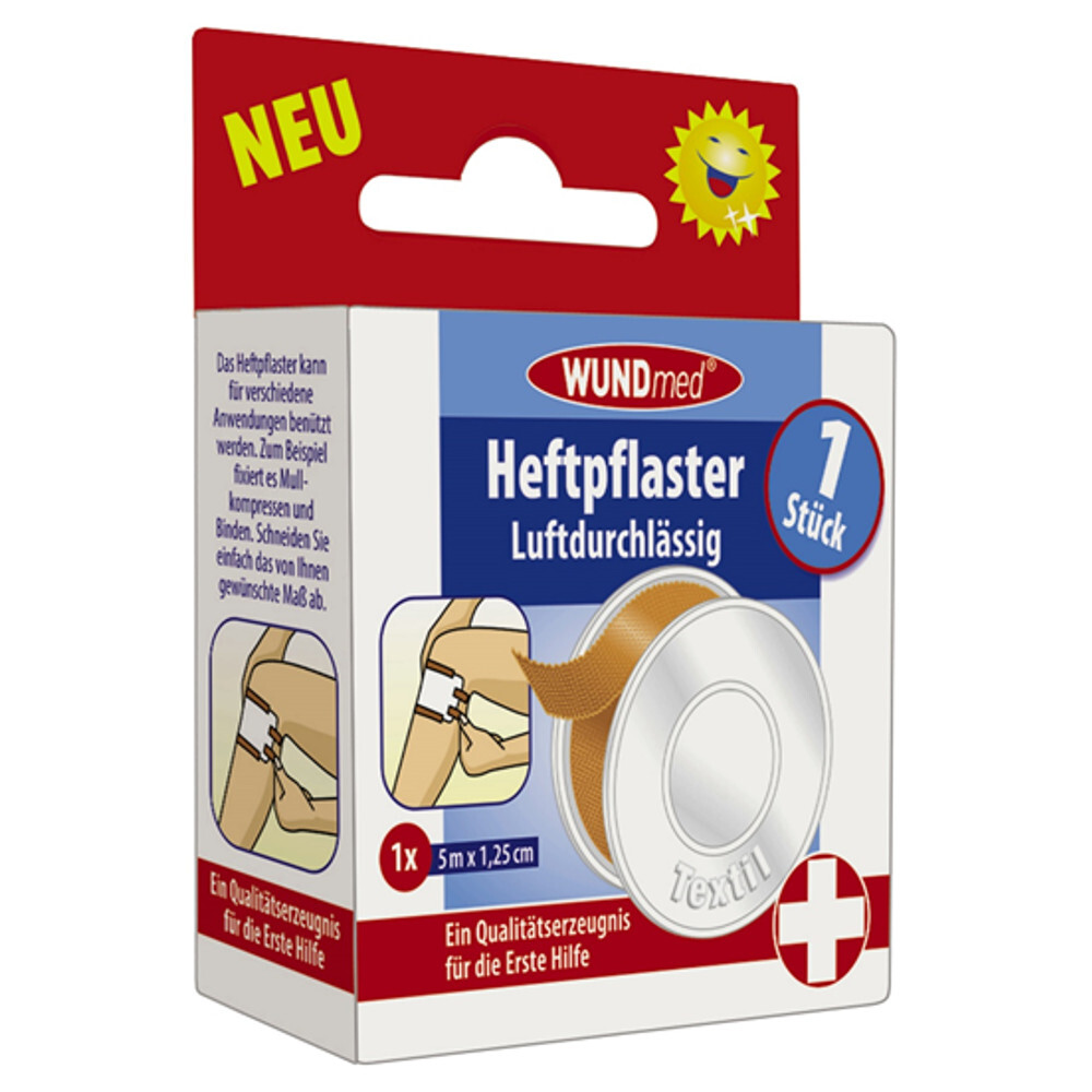 Heftpflaster 5 m x 1,25 cm mit Schutzhülle