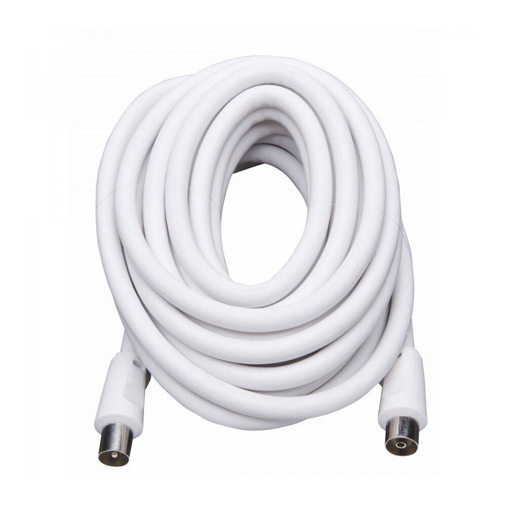 Koaxial Gerätekabel 5m weiss 1xF-Stecker 1xKupplung Koaxkabel Geräte Anschlußkabel