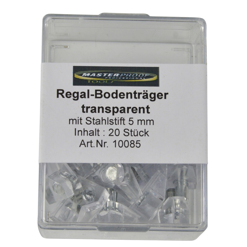 Regalbodenträger mit Stahlstift 5 mm 20 Stück in Transparent