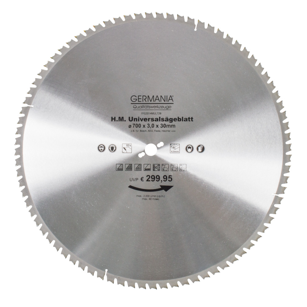 HM Multi Sägeblatt 700x30mm 80Zähne universal Alu Holz Kunststoff Kreissägeblatt image number 0
