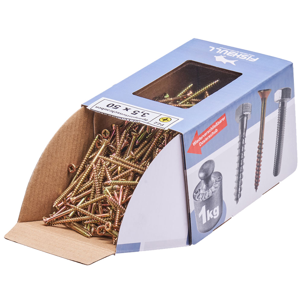 Spanplattenschraube 3,5x50 mm PZ 1kg FISHBULL-Pack Senkkopf Teilgewinde Kreuzschlitz image number 3