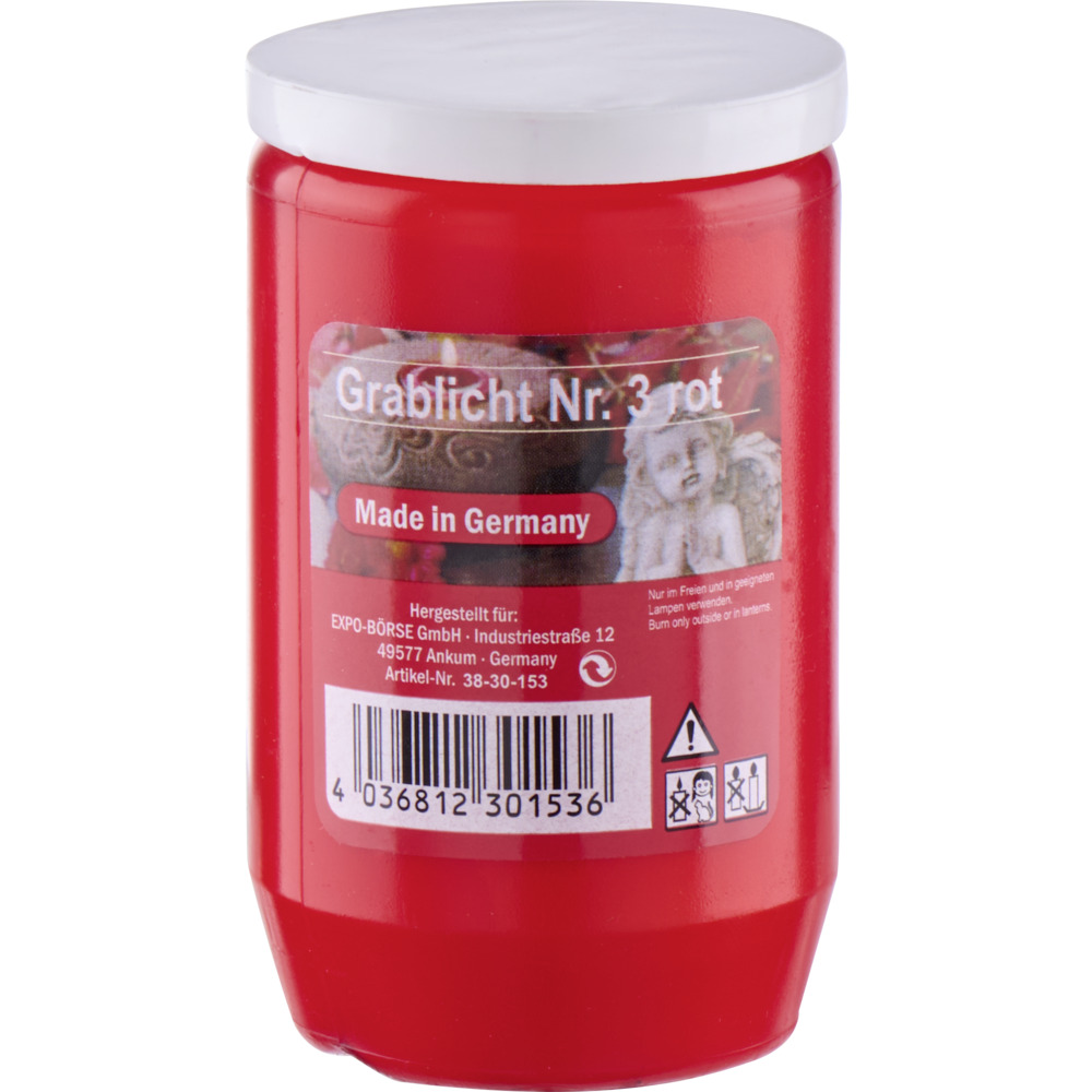 Öllicht-Grablicht Ø 5,5 x 14,5 cm 150 g Kunststoff in Rot, Öllicht Nr.3