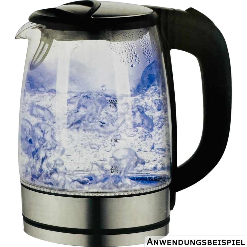 DESKI Wasserkocher aus Glas in Edelstahloptik 1,7L image number 1