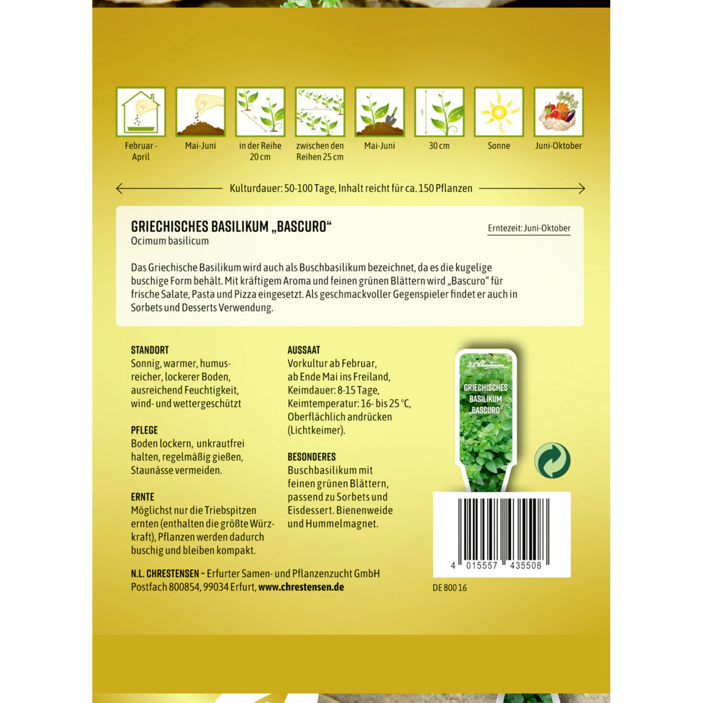Saatgut Griechisches Basilikum Bascuro image number 1