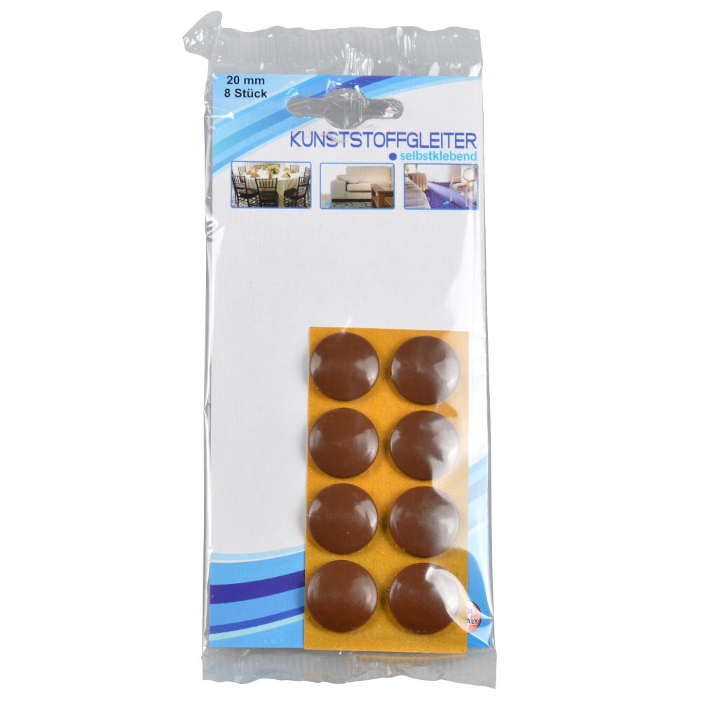Kunststoffgleiter-Set 8 Stück Ø 20 mm in Braun