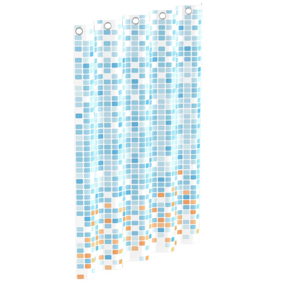Duschvorhang Mosaik Blau/Orange