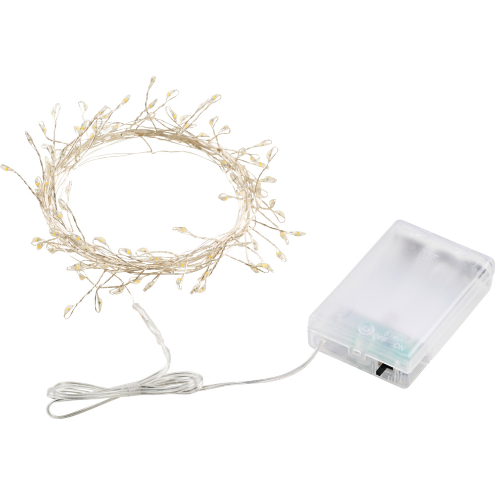 LED-Lichterkette 200 cm Silberdraht 100 LEDs warmwei&szlig;