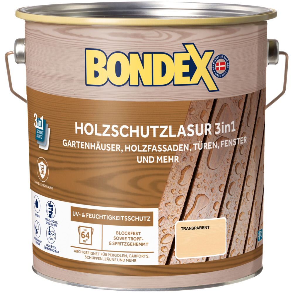 BONDEX Holzschutzlasur 3in1 farblos 4 Liter image number 0