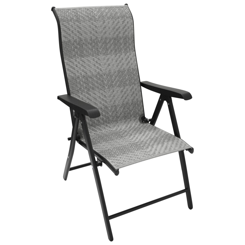 Klappsessel 2-er Set Stahl Schwarz und Polyrattan Grau image number 0