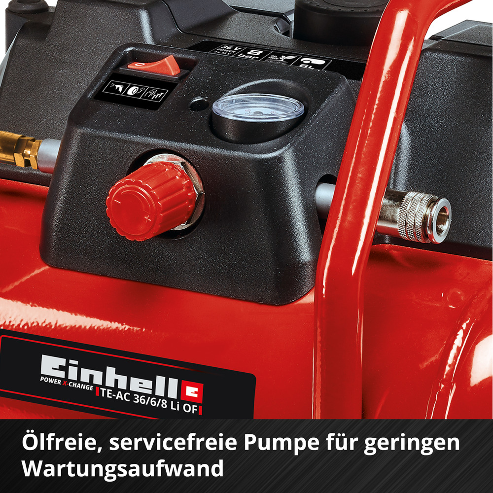 Einhell Akku-Kompressor TE-AC 36/6/8 Li OF Set-Solo mit 6-Liter-Tank und Zubeh&ouml;rset image number 3