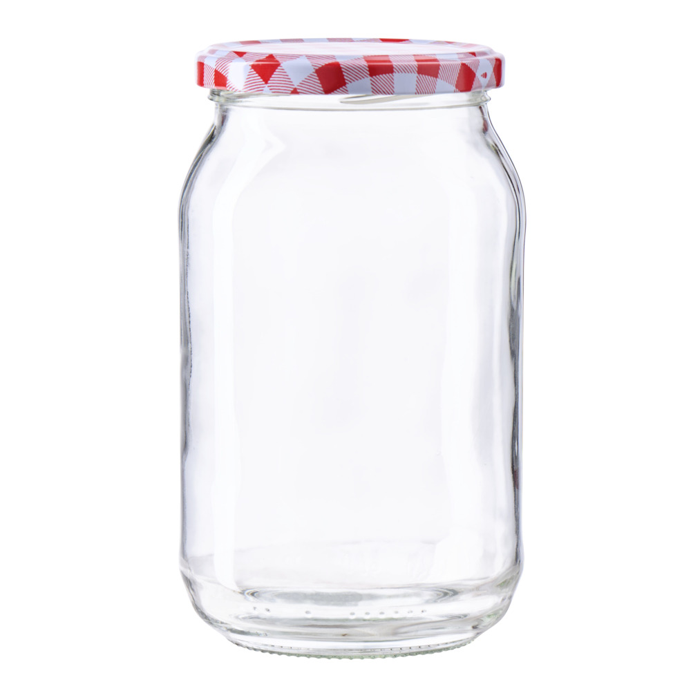 Einmachglas 900 ml mit weiß/rot kariertem Deckel image number 0