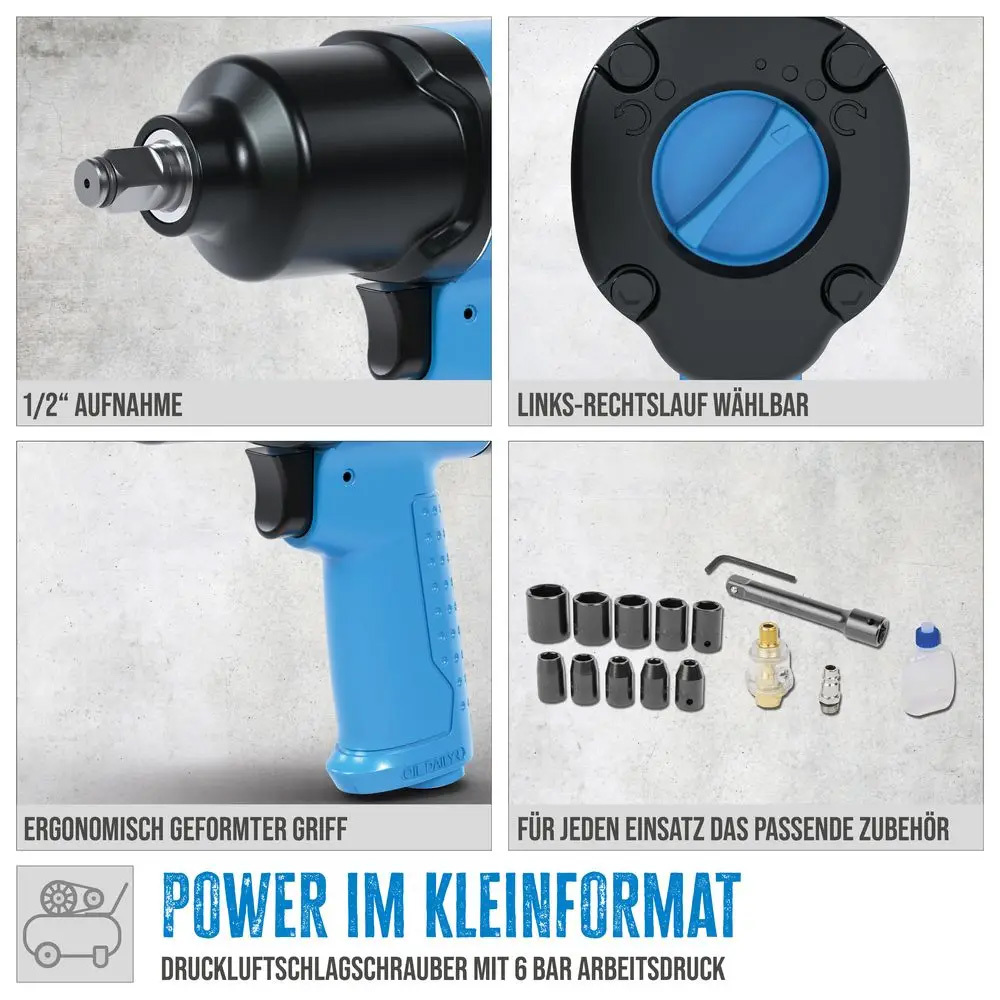 G&uuml;de&reg; Druckluft-Schlagschrauber-Set 1/2'' 16-teilig 580Nm image number 8