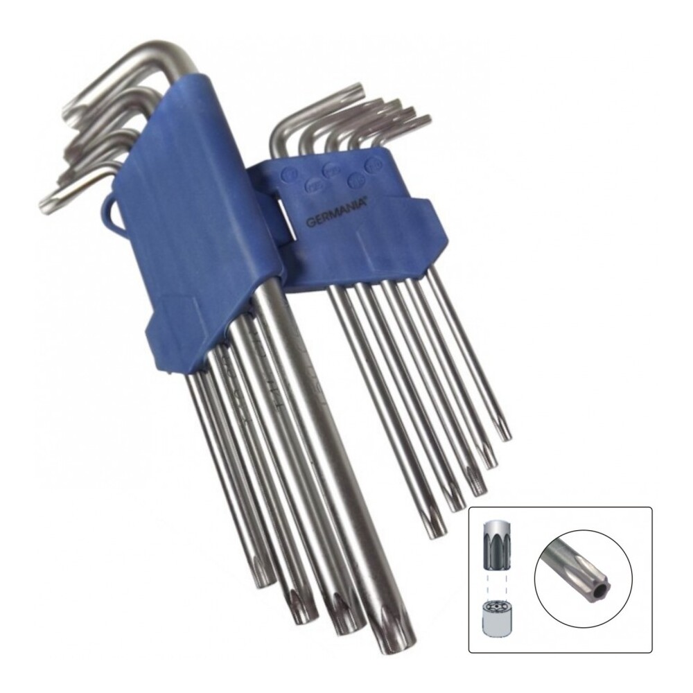 GERMANIA® T-Profil TX Winkelschlüssel Satz 9 teilig T10-50