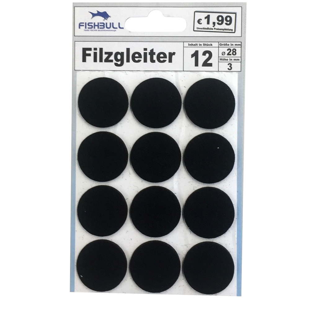 Filzgleiter Ø28 mm 12 Stück selbstklebend rund in schwarz