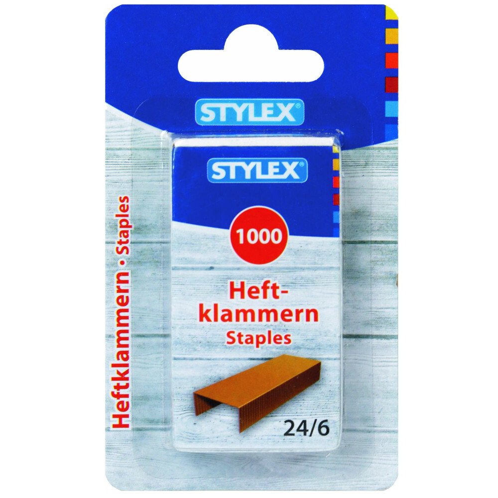 Heftklammern 1000 Stück Größe 24/6 aus Metall, verkupfert
