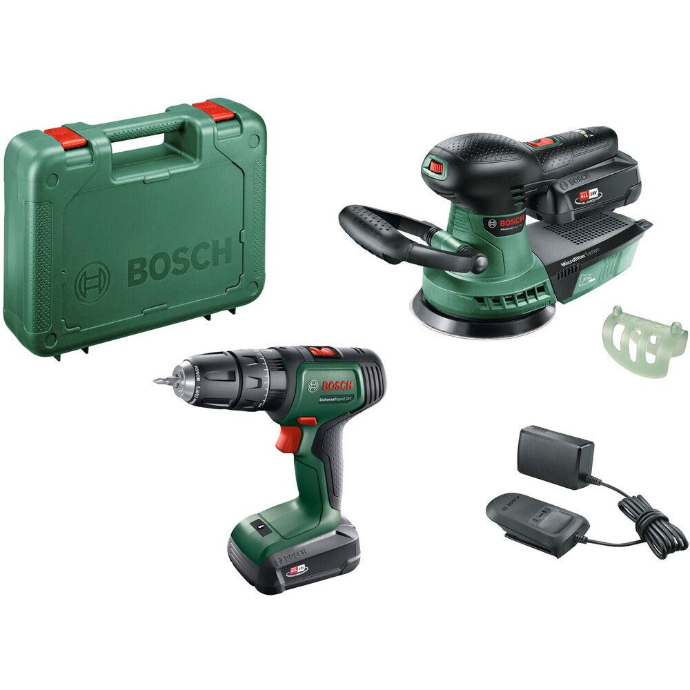 BOSCH Akku-Werkzeugset 18V - Schlagbohrschrauber und Exzenterschleifer image number 0