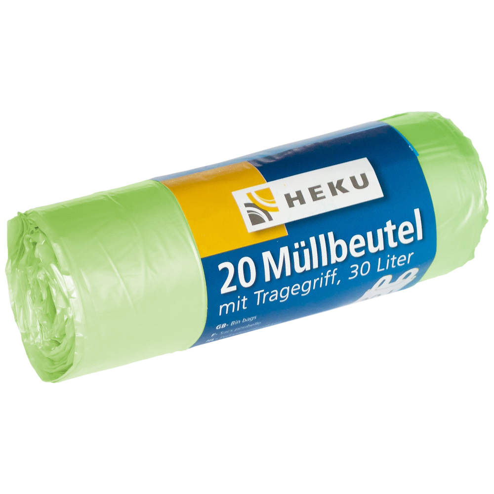Müllbeutel mit Tragegriff 30 Liter10µ 20 Stück in grün