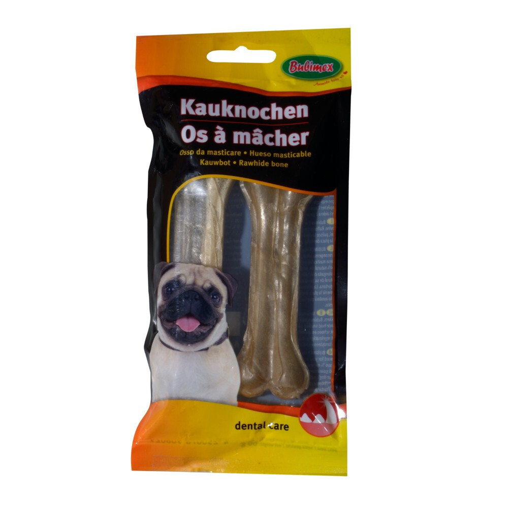 Bubimex Kauknochen 11 cm 2 Stück aus Rinderhaut