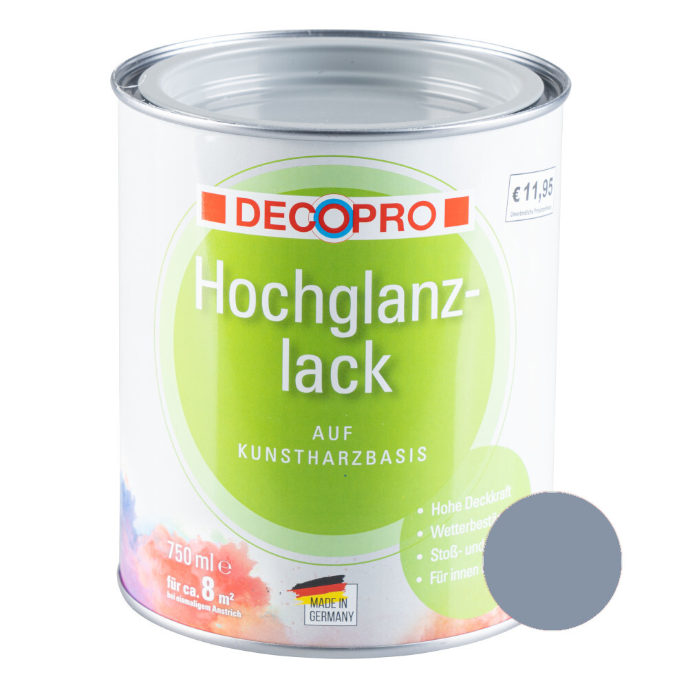 DECOPRO Hochglanzlack 750 ml silbergrau