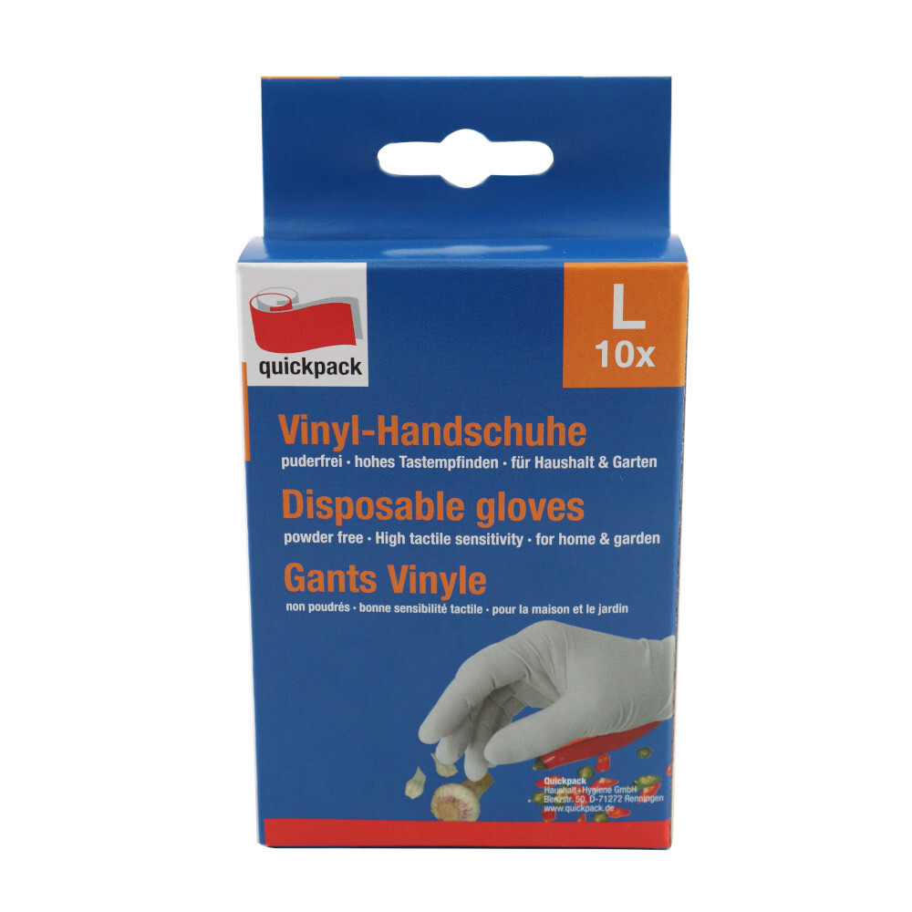 Handschuhe aus Vinyl in Größe L, 10 Stück