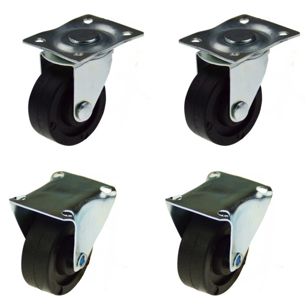 Lenkrollen Bockrollen-Set Ø 40mm Gummi 4 Stück Lenkrollen Transportrollen