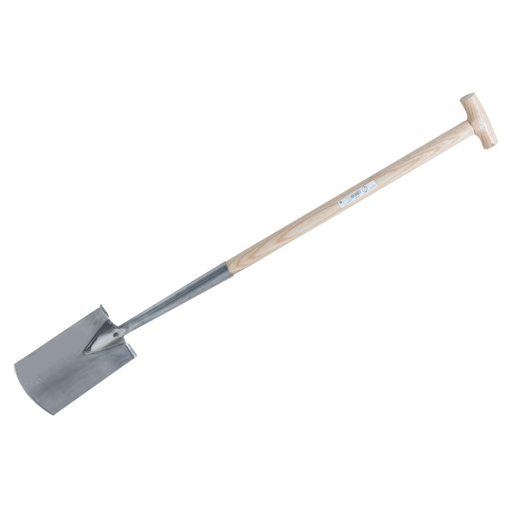 Damenspaten 110 cm aus Edelstahl mit T-Griff und Holzstiel