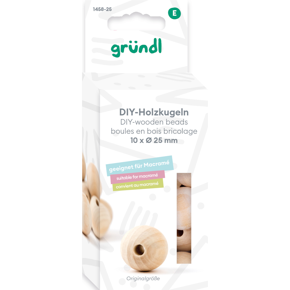 DIY-Holzkugeln (gebohrt) &Oslash; 25 mm, 10 St&uuml;ck