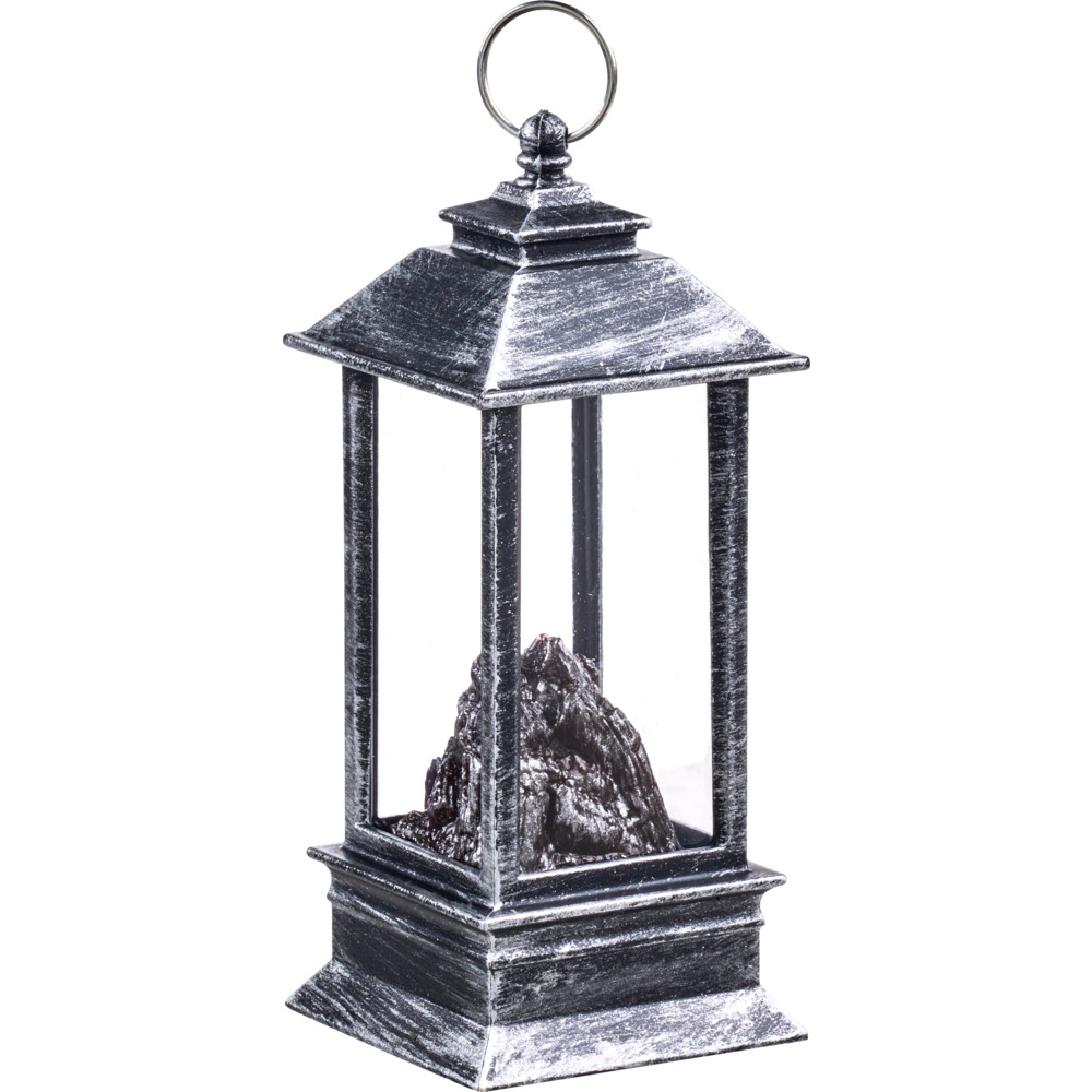 LED Mini-Laterne aus Kunststoff in grau mit Flammeneffekt