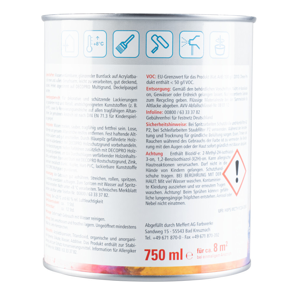 DECOPRO Acryl Glanzlack tiefschwarz RAL 9005 für innen und außen image number 1