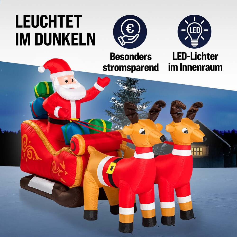 Aufblasbarer LED-Weihnachtsmann mit Schlitten image number 3