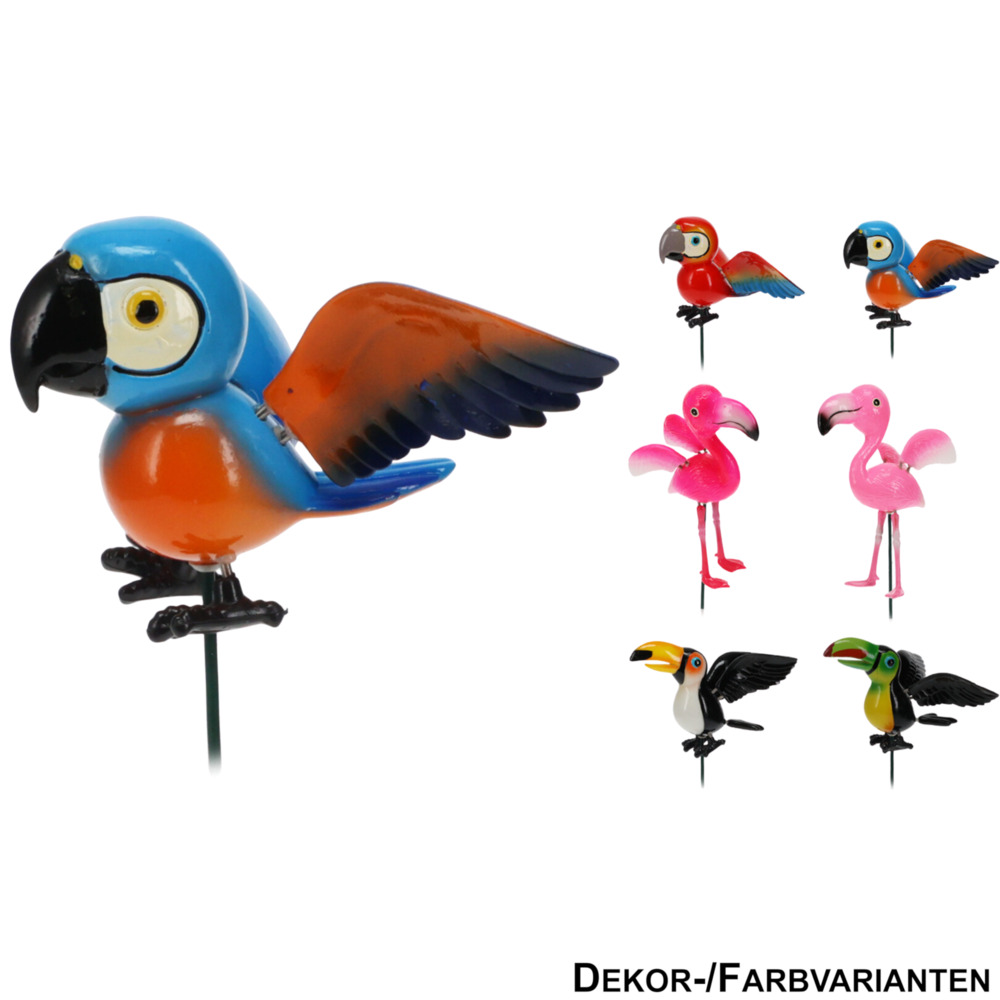 Gartenstecker mit Vogelmotive und Erdspieß