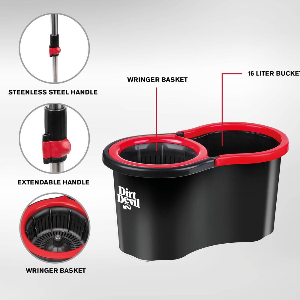 Schleuder-Mopp-Set mit Edelstahlgriff und 360&deg; Drehkopf image number 6