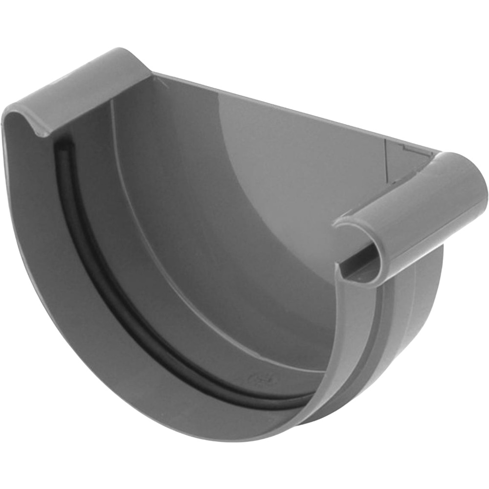  Dachrinnenendst&uuml;ck rechts PVC RG 100 schwarzgrau