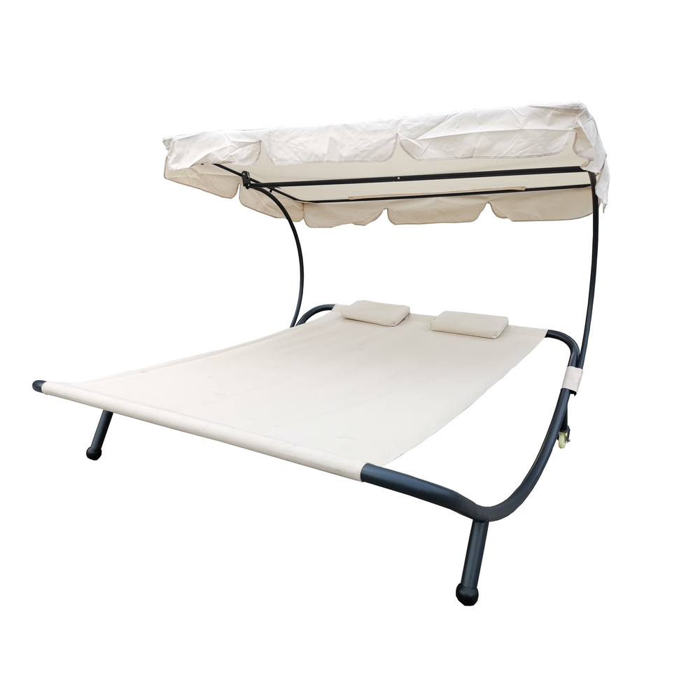 Doppel-Sonnenliege mit Dach beige image number 0