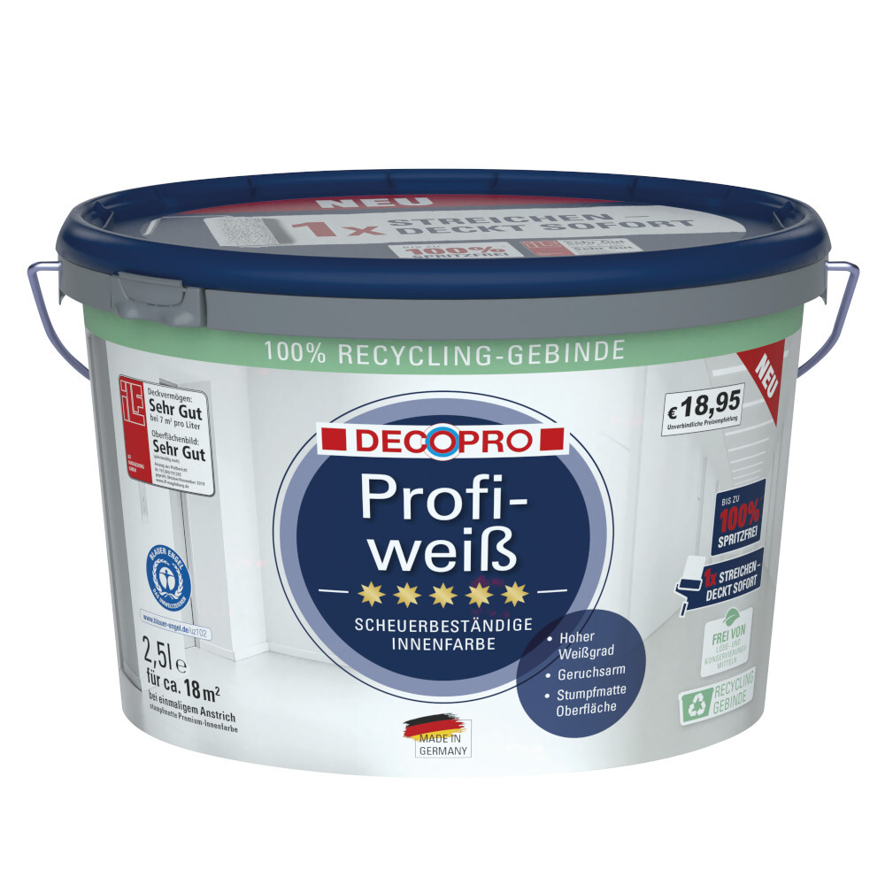 DECOPRO Profiweiß 2,5 Liter matt hochdeckend image number 0