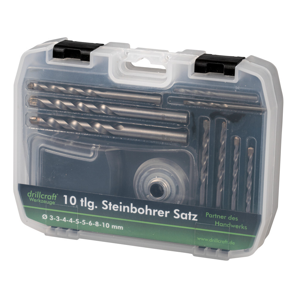 Steinbohrersatz 10-teilig, 3-10 mm, mit Bohrstaubfänger