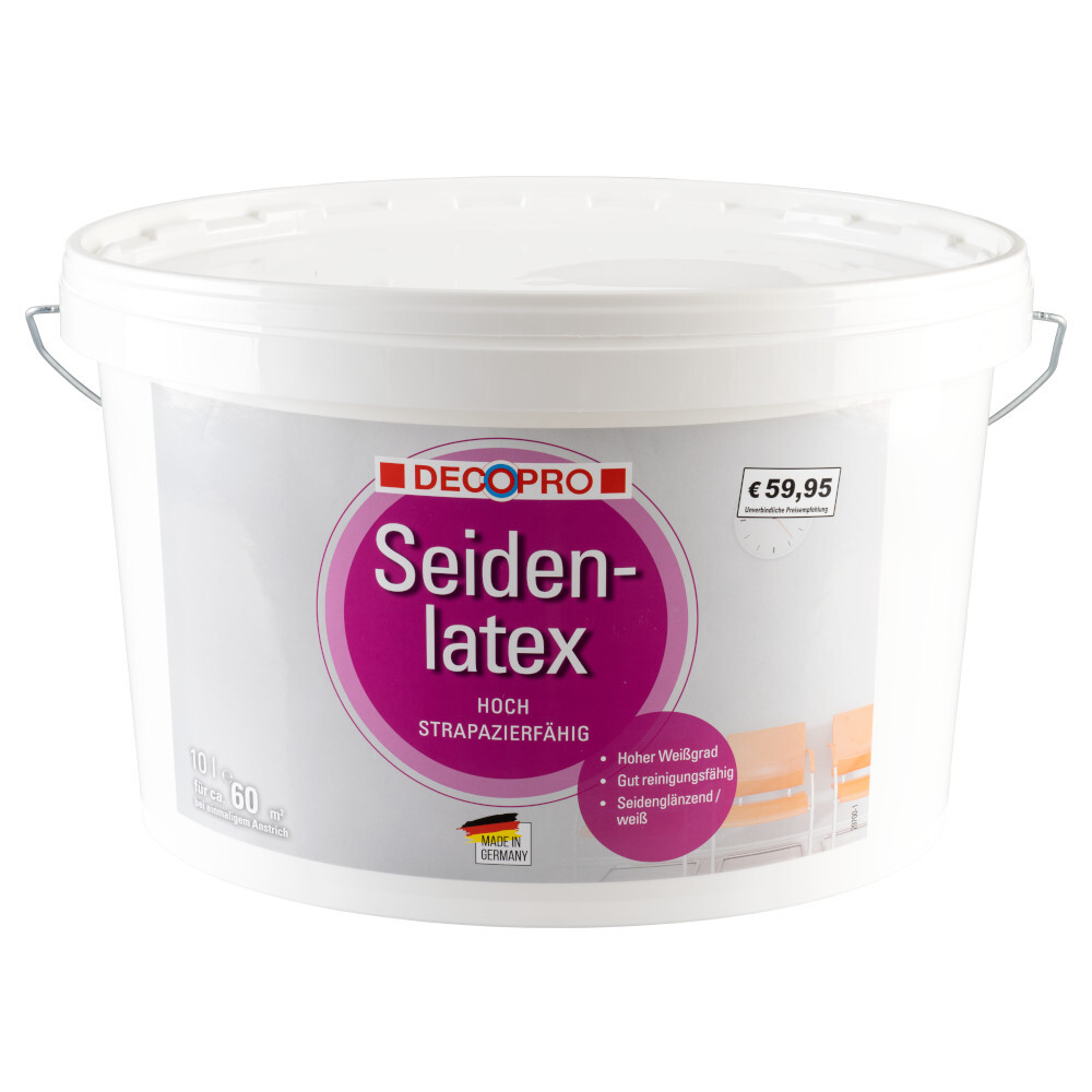 DECOPRO Seidenlatex Wandfarbe 10 Liter weiß
