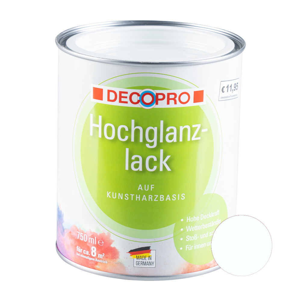 DECOPRO Hochglanzlack reinweiß RAL 9010 für innen und außen image number 0