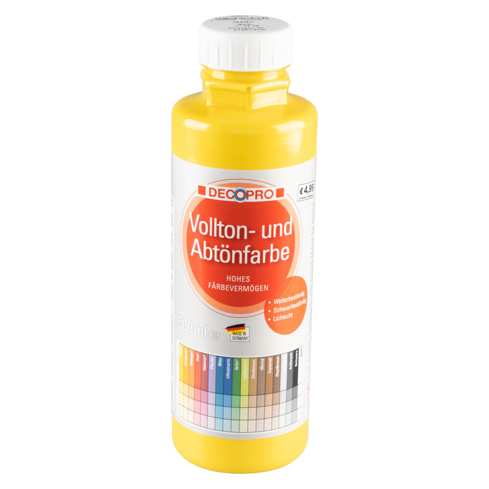DECOPRO Vollton und Abtönfarbe 500 ml gelb innen und außen